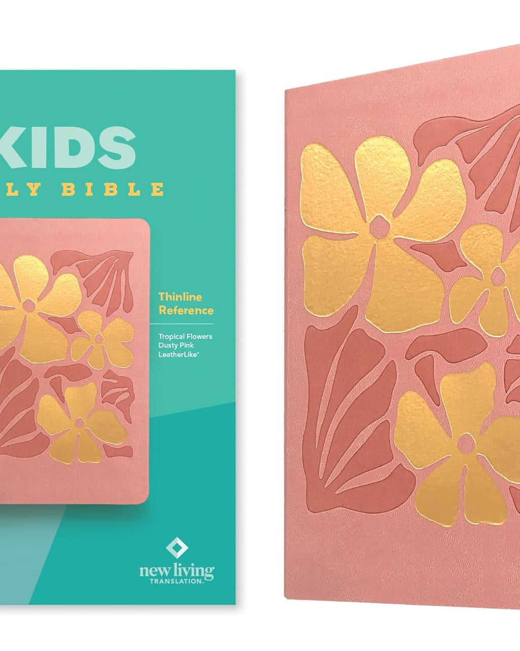 NLT Kids Bible, Thinline Reference, Tropical Flowers Dusty Pink