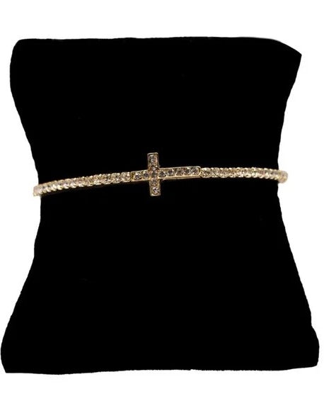 Memory Wire Cross Bracelet, Gold