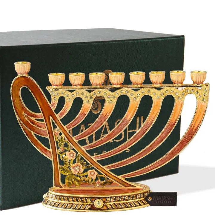 Hand-Painted Enamel Menorah