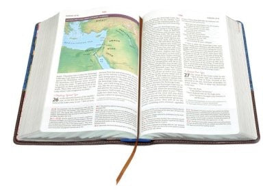 NIV Woman's Study Bible, Large Print, Blue/Brown Leathersoft