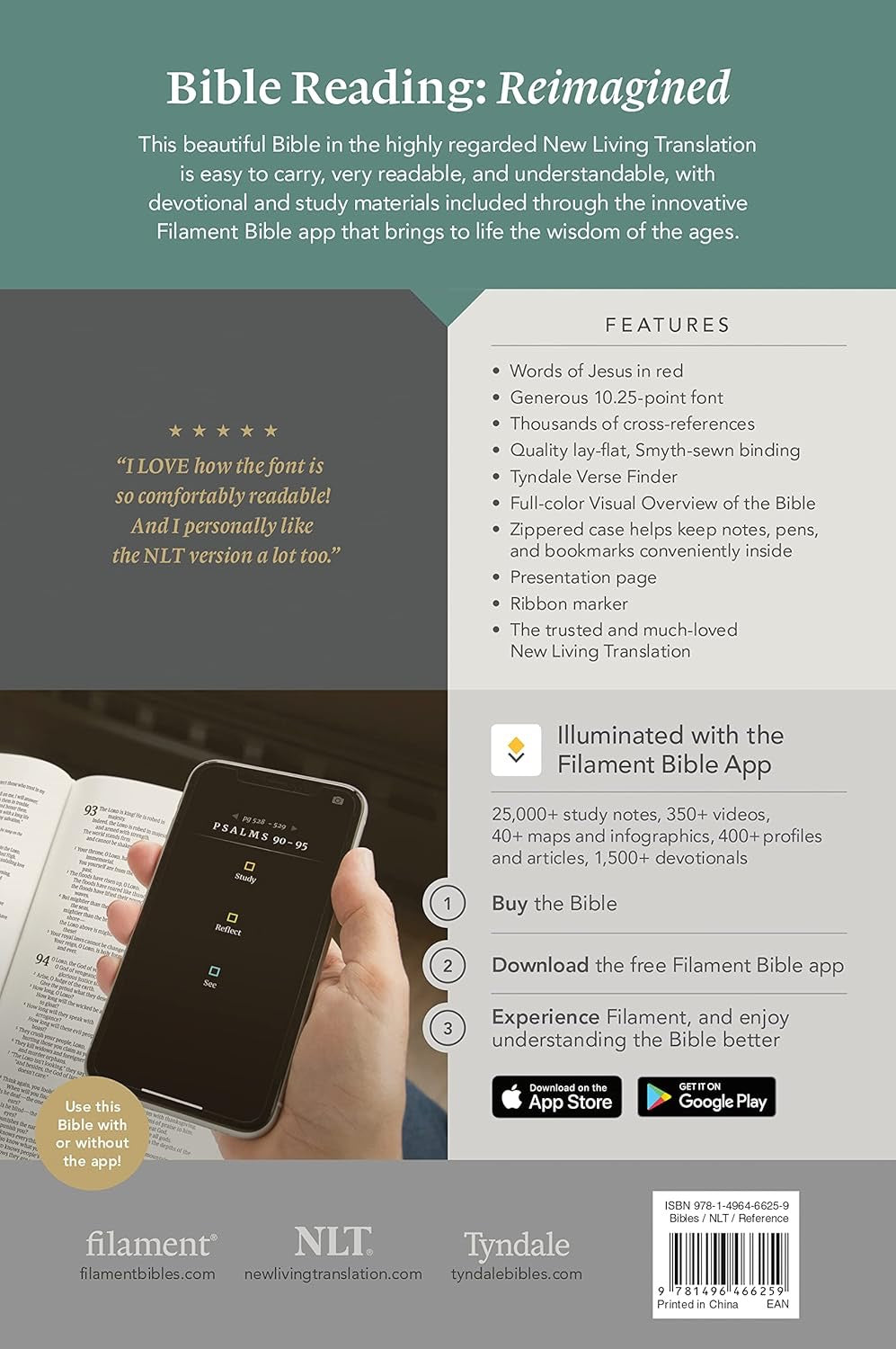 NLT Large Print Thinline Reference Bible, Indexed, Meadow Navy and Pink Zippered