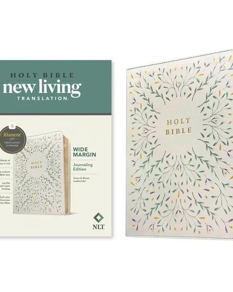 NLT Wide Margin Indexed Journaling Bible, Grace & Bloom Leatherlike