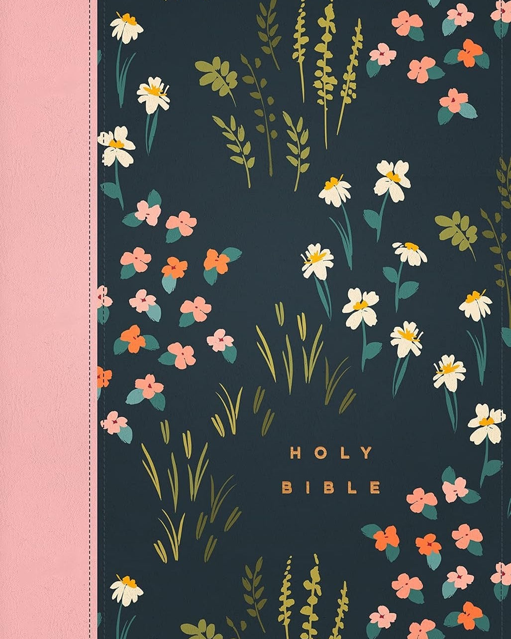 NLT Large Print Thinline Reference Bible, Indexed, Meadow Navy and Pink Zippered