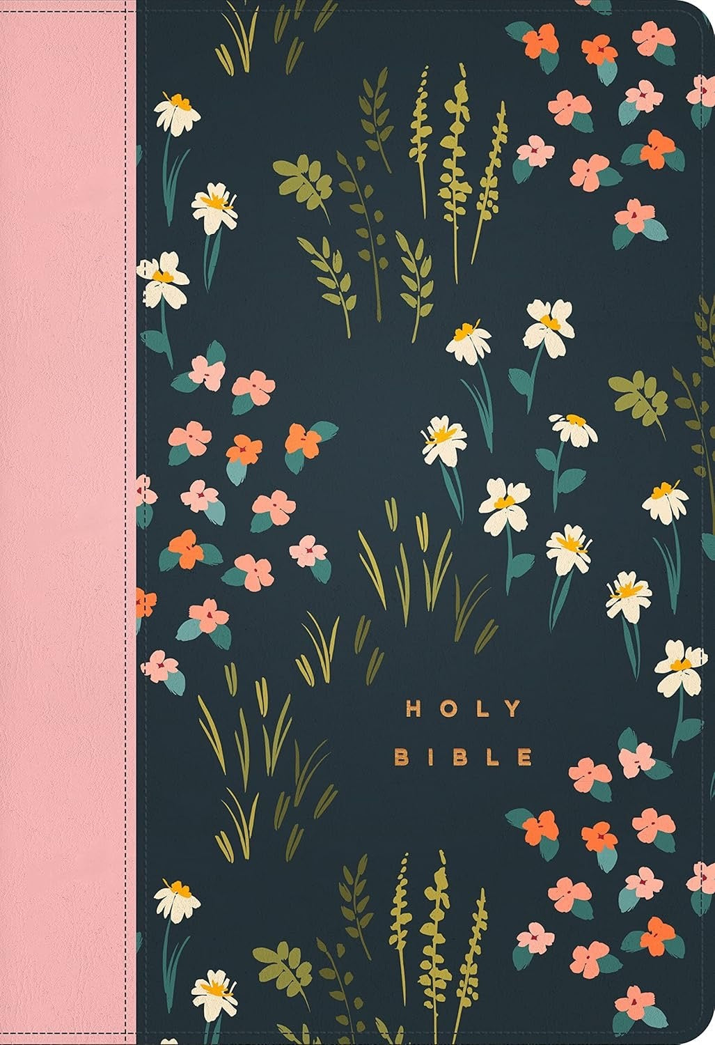 NLT Large Print Thinline Reference Bible, Indexed, Meadow Navy and Pink Zippered