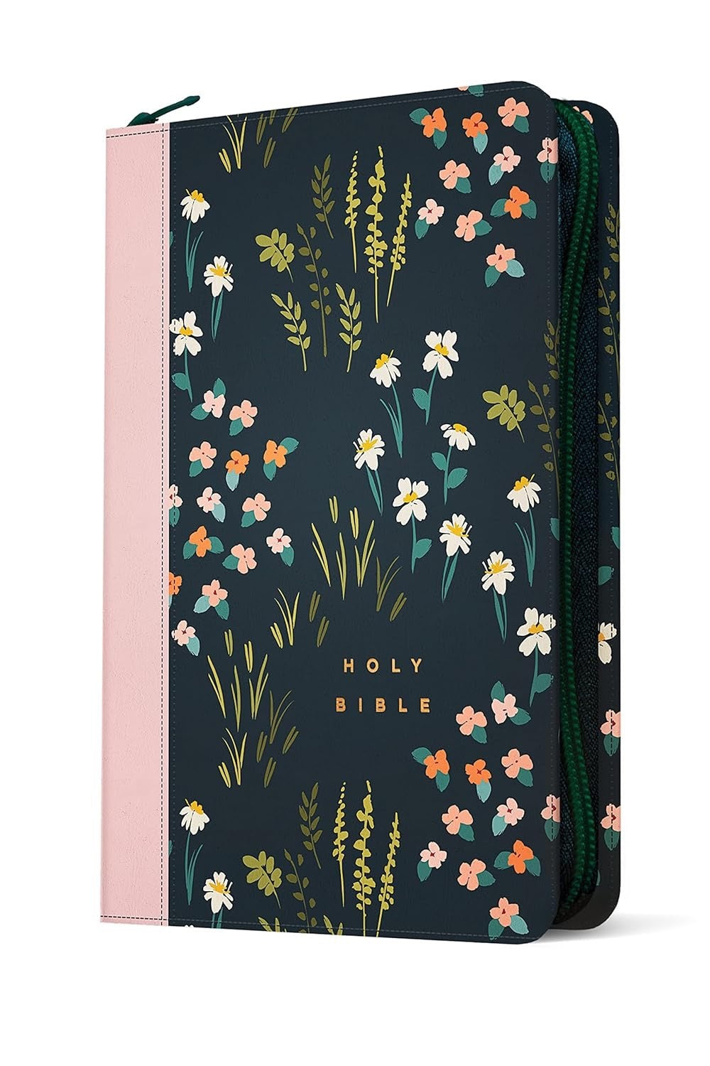NLT Large Print Thinline Reference Bible, Indexed, Meadow Navy and Pink Zippered