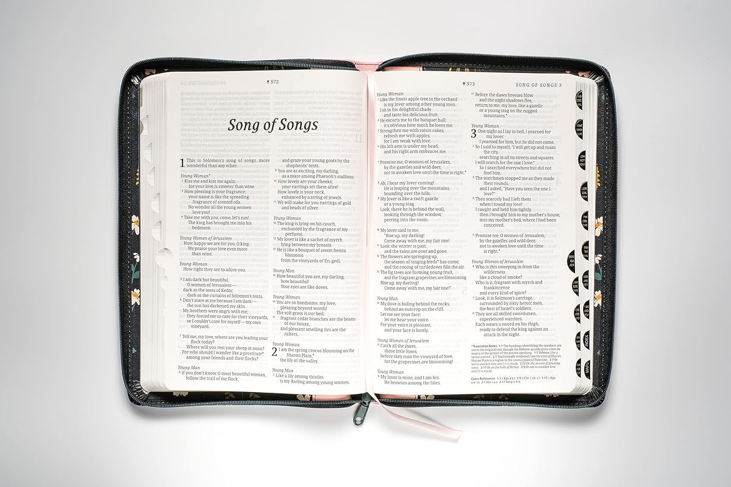 NLT Large Print Thinline Reference Bible, Indexed, Meadow Navy and Pink Zippered
