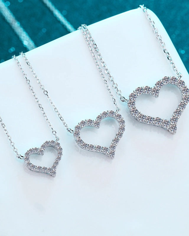 1.2ct. Moissanite Heart Pendant, .925 Sterling Silver
