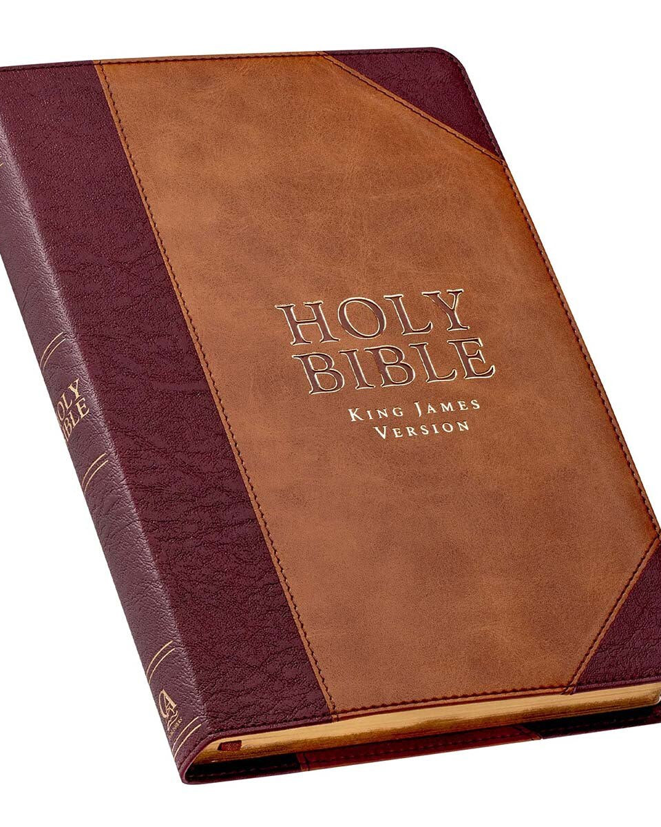 KJV Thinline Large Print Bible, Two Tone Brown Faux Leather