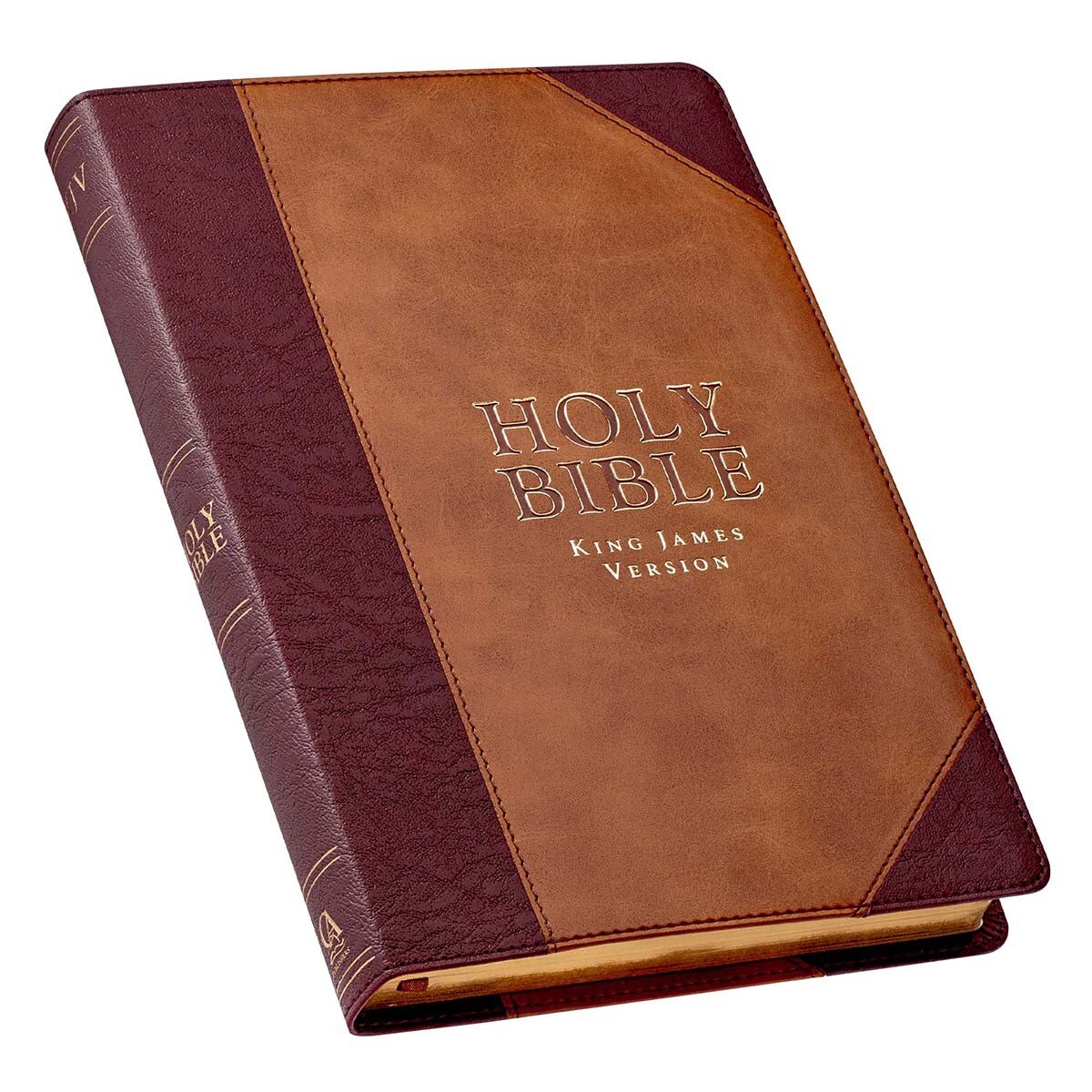 KJV Thinline Large Print Bible, Two Tone Brown Faux Leather