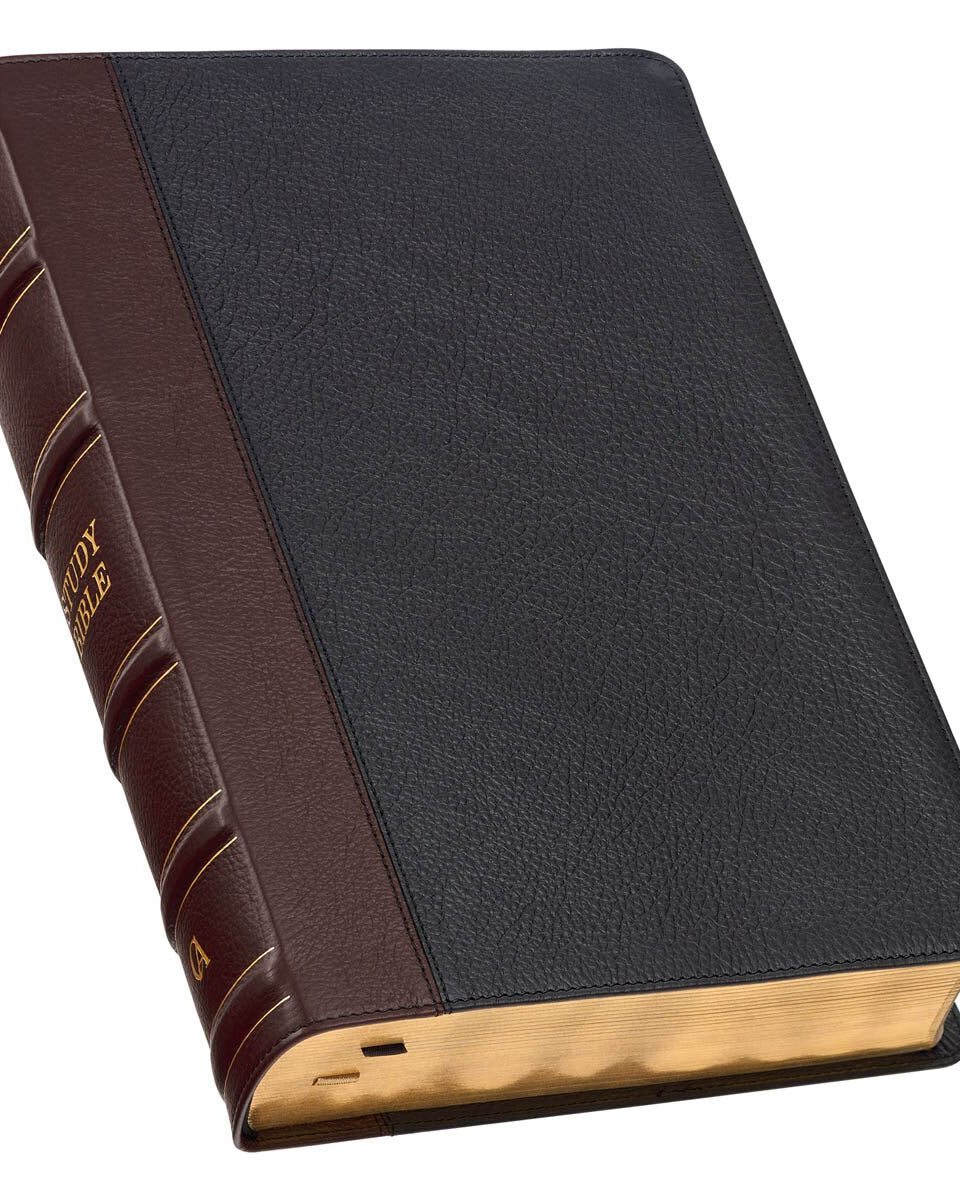 KJV Large Print Study Bible, Black/Burgundy Full-Grain Leather