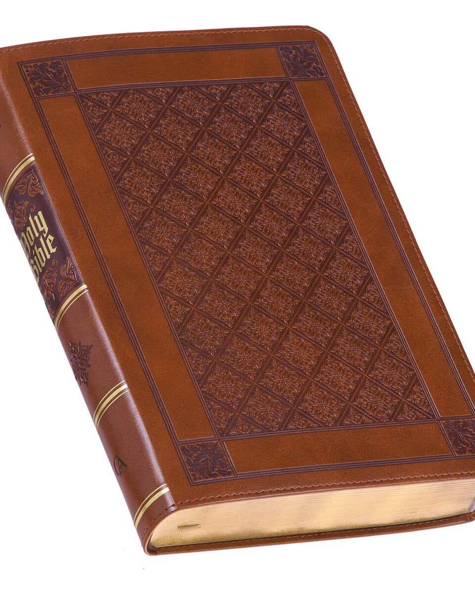 KJV Giant Print Bible, Indexed, Diamond Honey-Brown Faux Leather