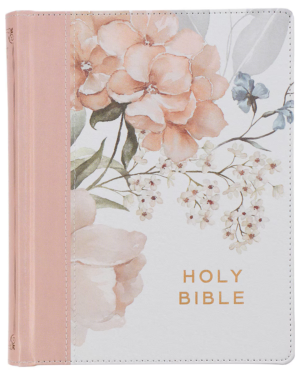 KJV Note-Taking Bible, Rosy Coral Floral Faux Leather Hardcover