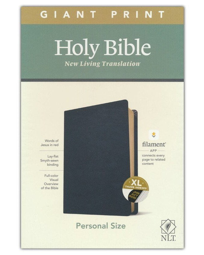 NLT Personal Size Giant Print Bible, Filament-Enabled Edition Black Leather with Thumb Index