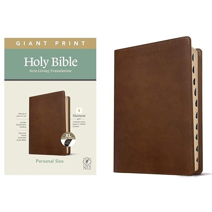 NLT Personal Size Giant Print Bible, Filament-Enabled Edition Brown with Thumb Index