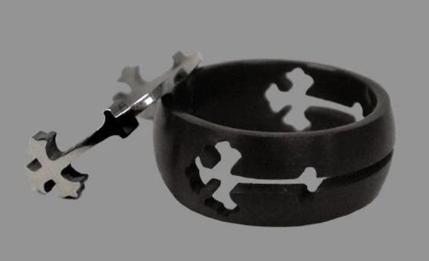Men's Black Double Cross Band