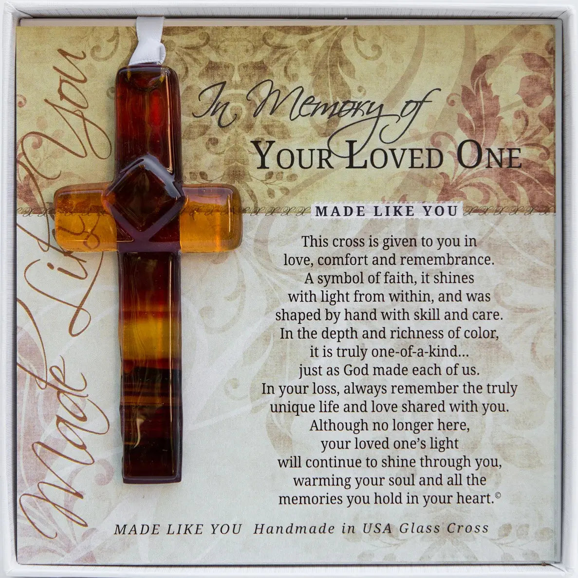 Memorial Gift Cross: Handmade Glass 4408