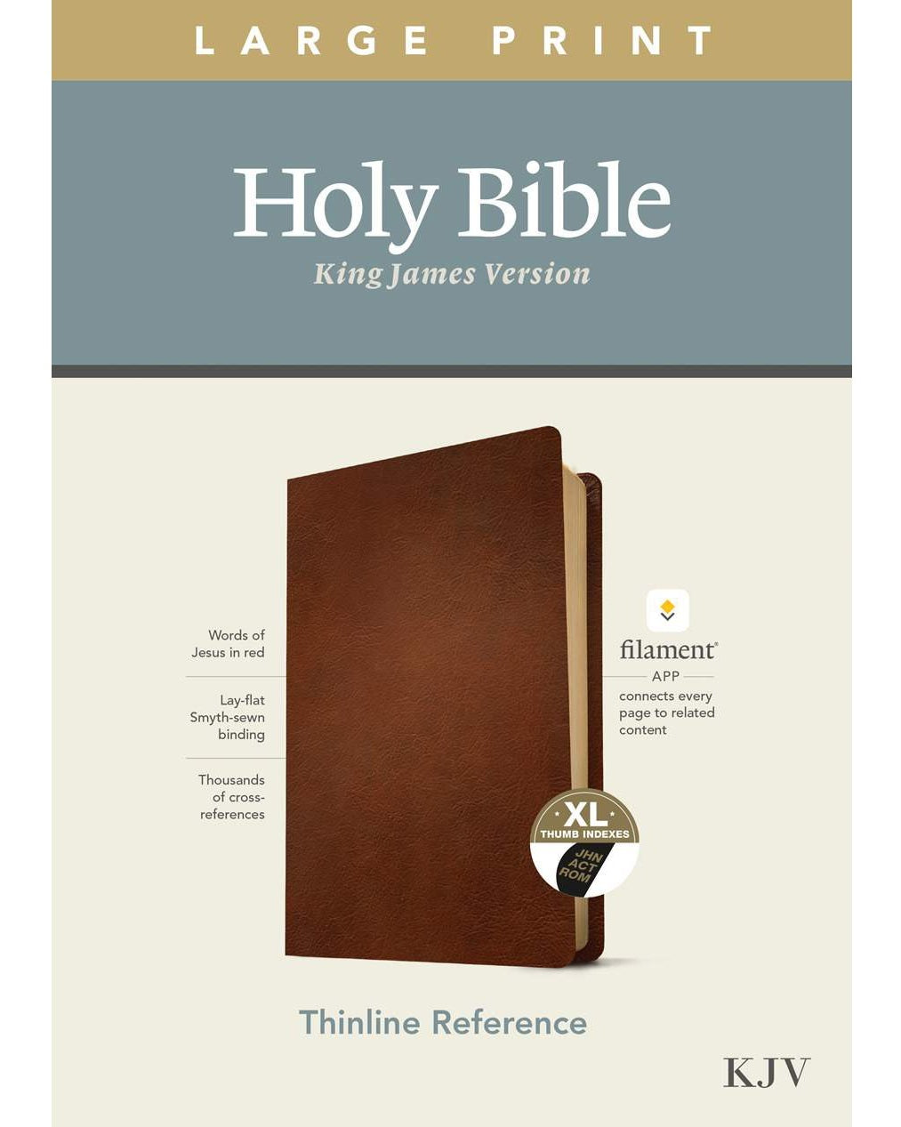 KJV LP thin Ref Bible Filament XL Thumb Index - Brown Leather