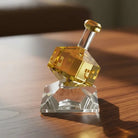 Hand Crafted Amber Crystal Dreidel On Stand, H3"