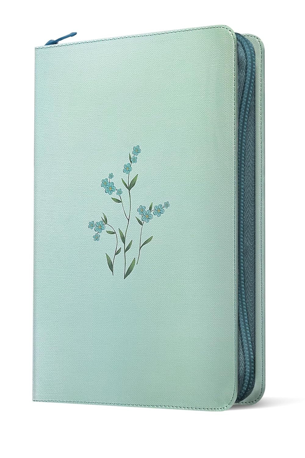NLT Large Print Zippered Thinline Reference Bible, Indexed, Baby Blue Blossoms
