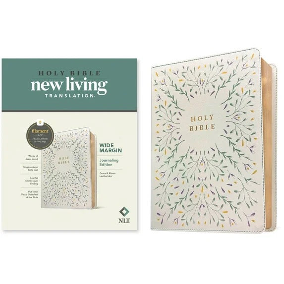 NLT Wide Margin Indexed Journaling Bible, Grace & Bloom Leatherlike