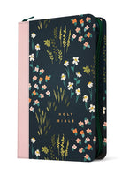 NLT Large Print Thinline Reference Bible, Indexed, Meadow Navy and Pink Zippered