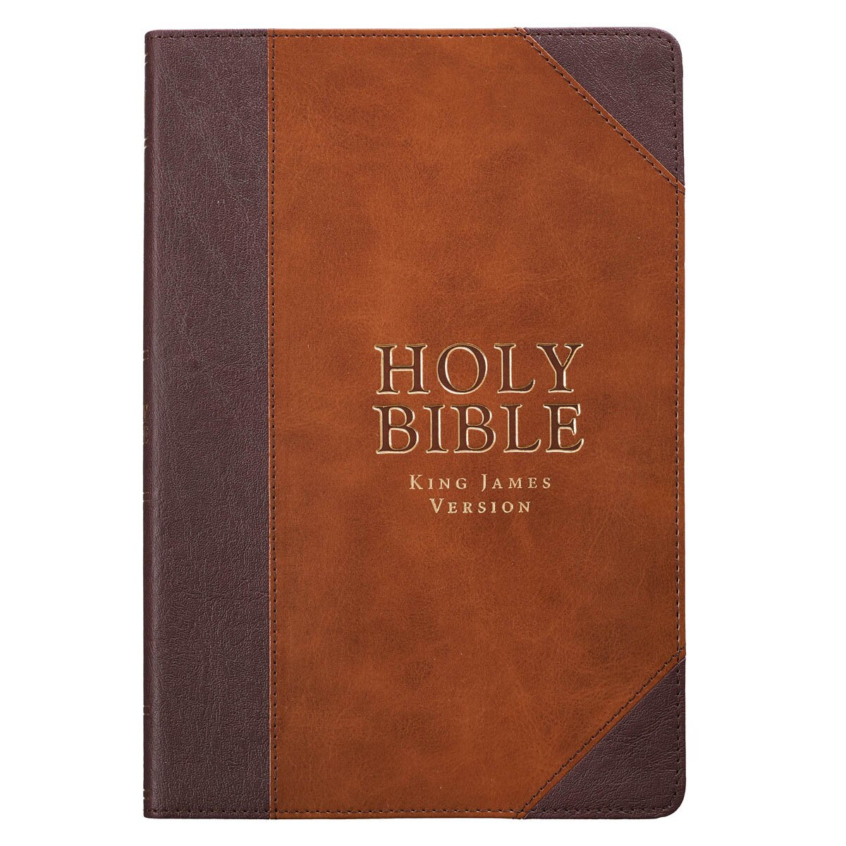 KJV Thinline Large Print Bible, Two Tone Brown Faux Leather
