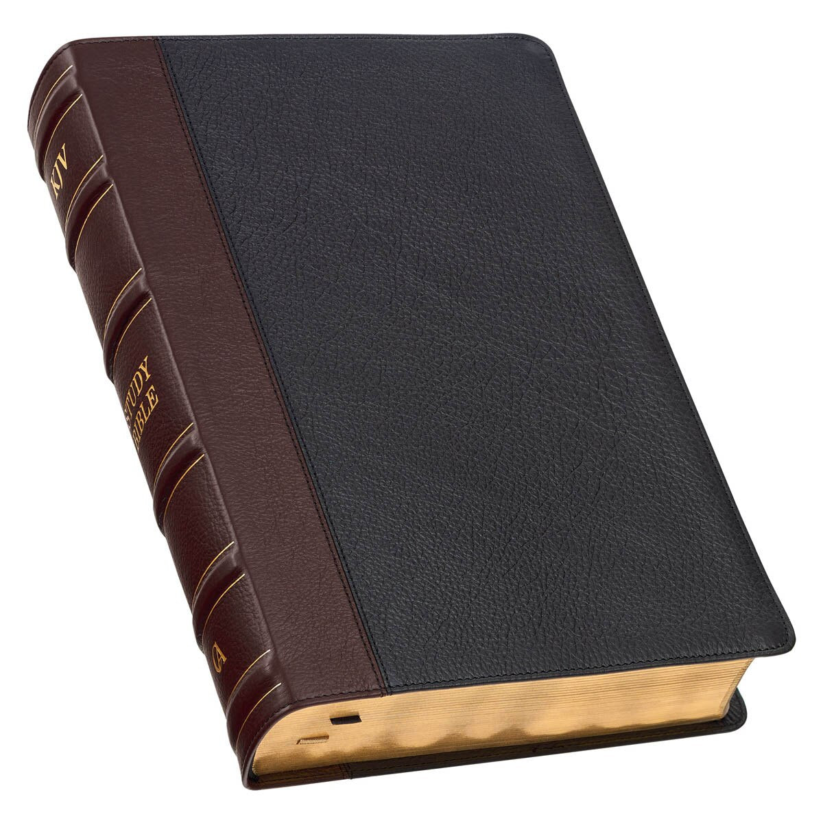 KJV Large Print Study Bible, Black/Burgundy Full-Grain Leather