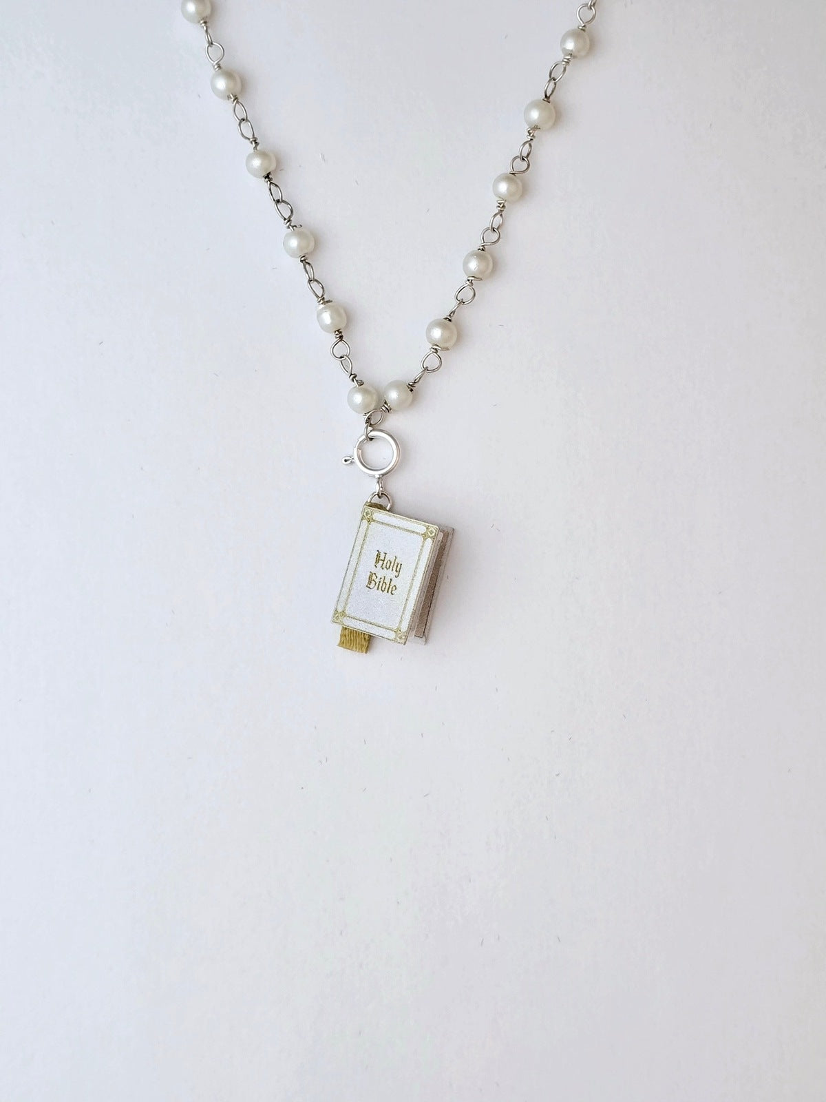 White Miniature Bible Necklace