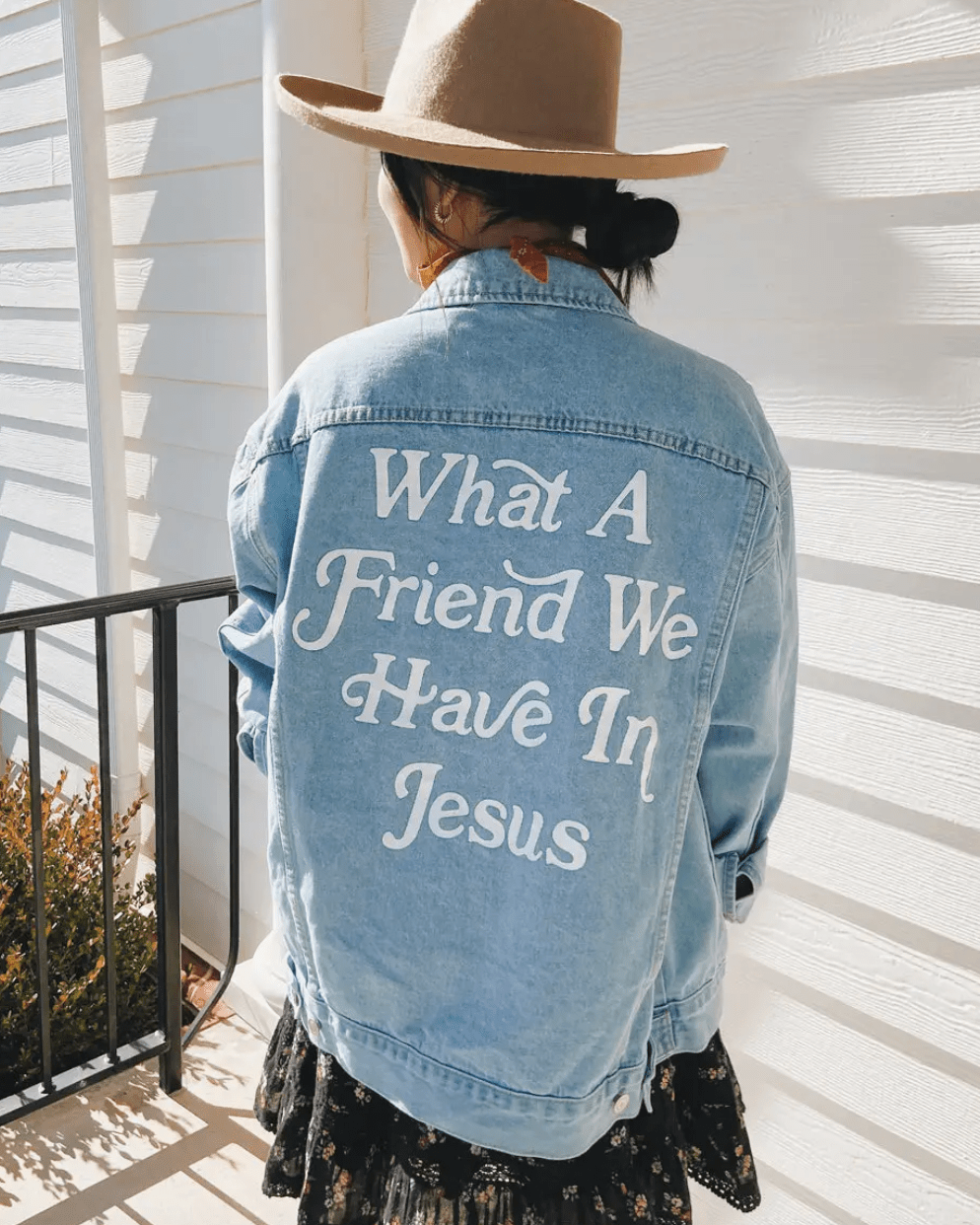 What a Friend In Jesus Denim Jacket - L