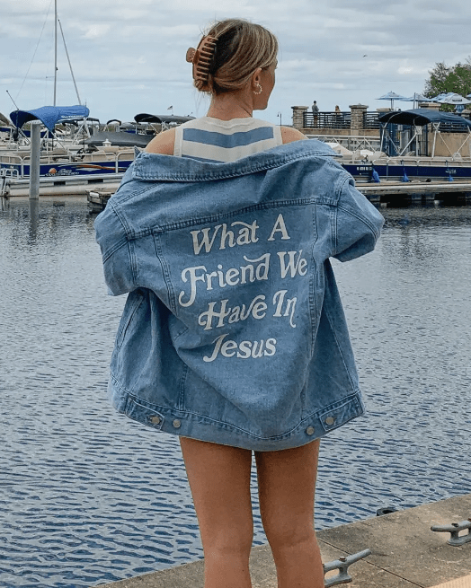 What a Friend In Jesus Denim Jacket - S