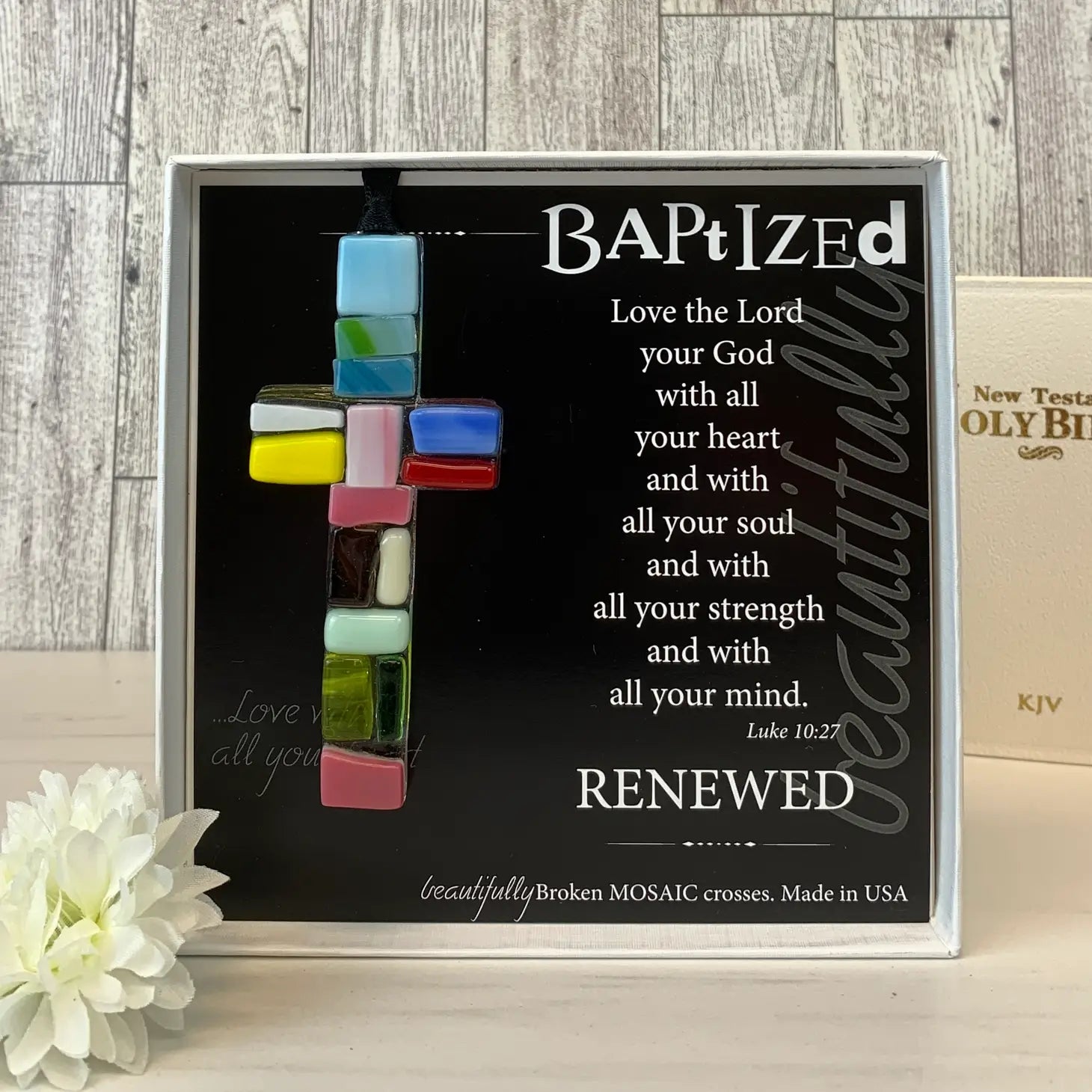 Handmade Glass Baptism Cross