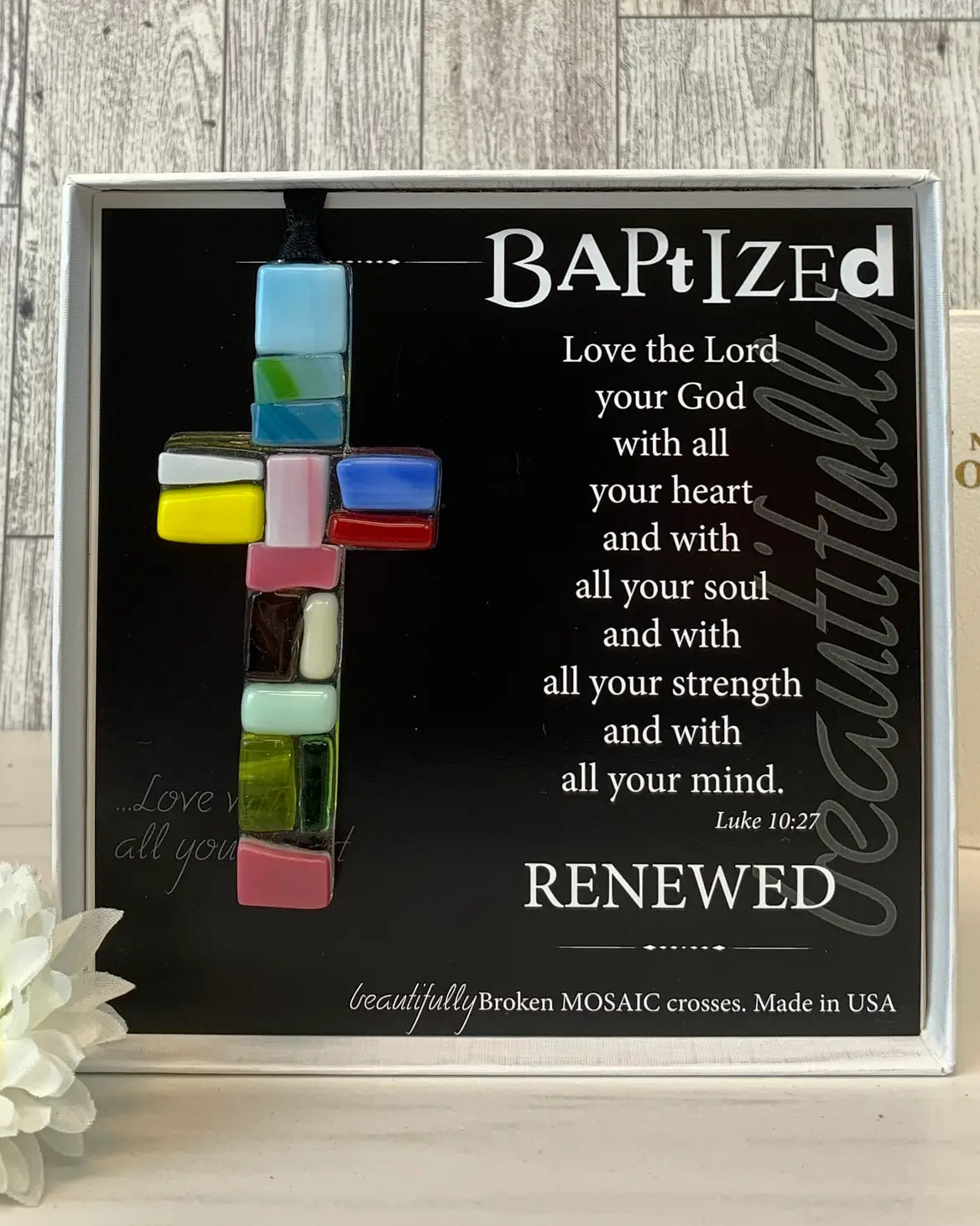 Handmade Glass Baptism Cross
