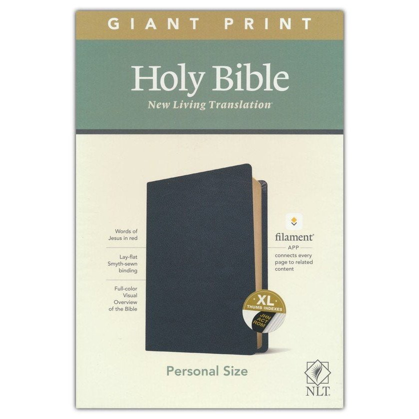 NLT Personal Size Giant Print Bible, Filament-Enabled Edition Black Leather with Thumb Index