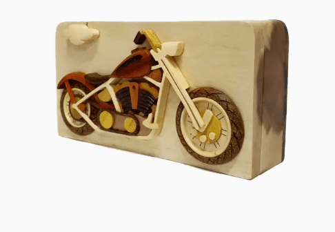 Motorcycle - Hand Carved Keepsake Gift Box