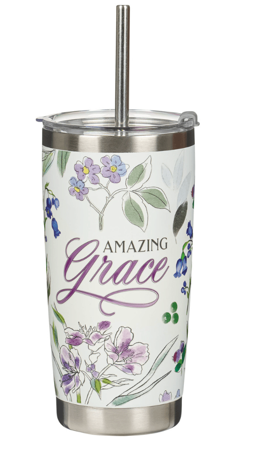 Amazing Grace Floral Stainless Steel Travel Tumbler