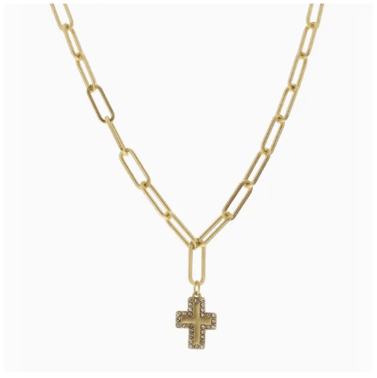 Cross with Crystal Outline Necklace