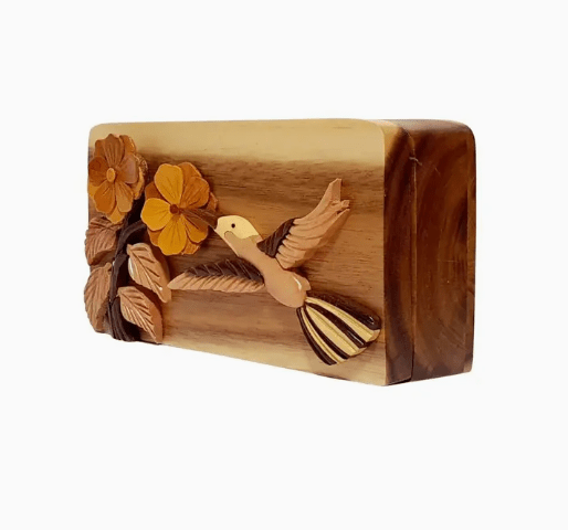 Hummingbird - Hand Carved Keepsake Gift Box