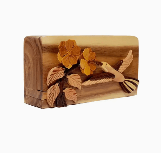 Hummingbird - Hand Carved Keepsake Gift Box