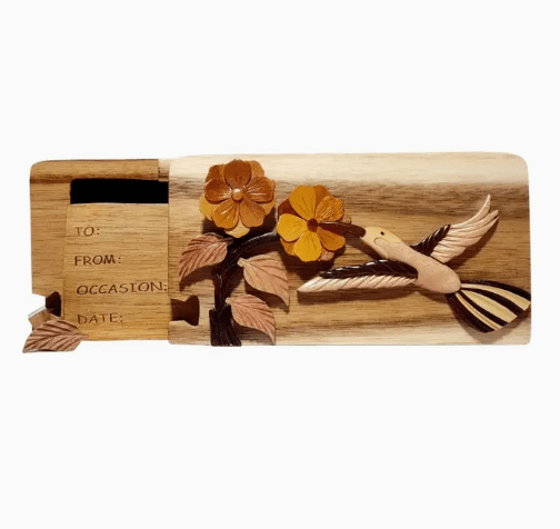 Hummingbird - Hand Carved Keepsake Gift Box