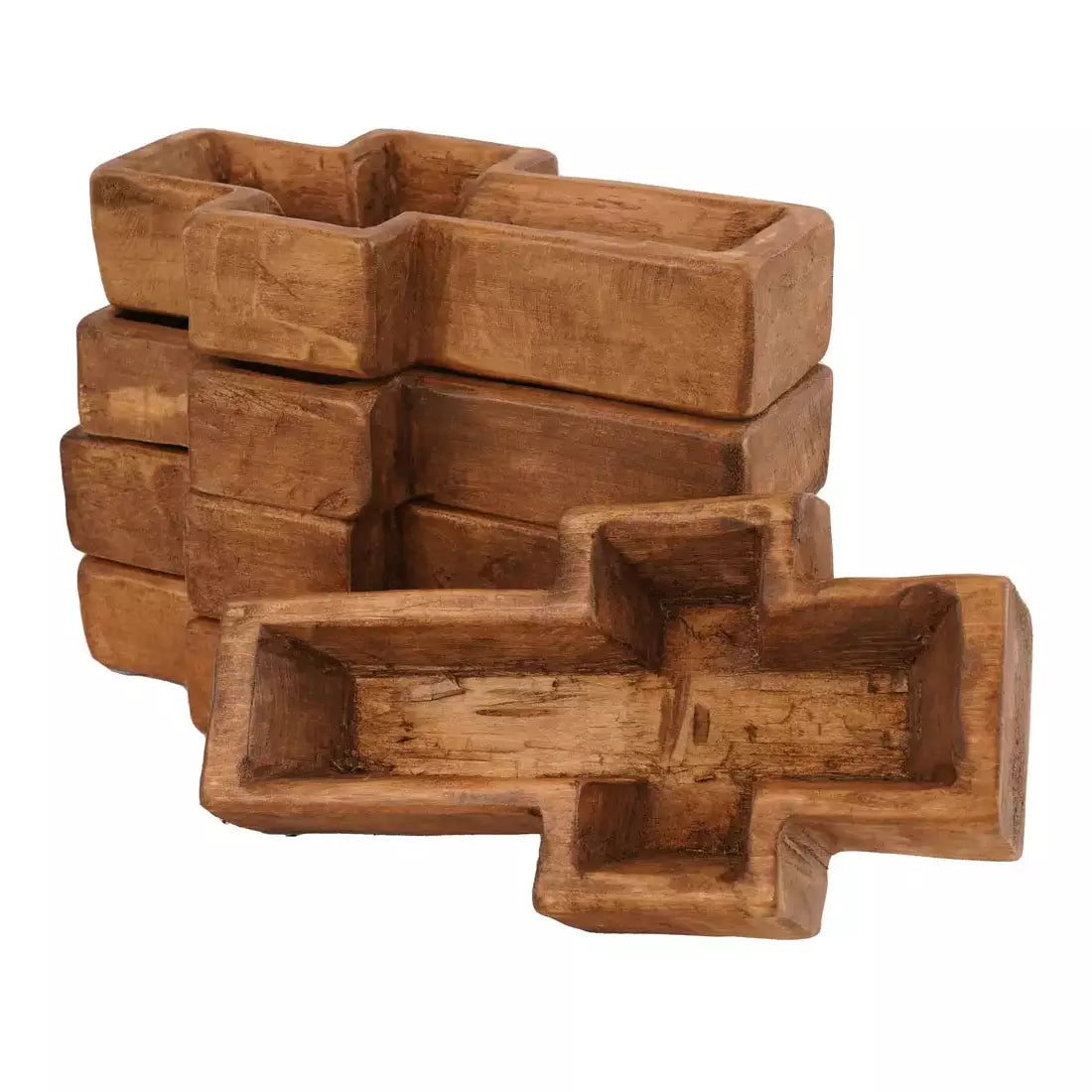 Wood 6" x 12" Home Decor Cross Bowl