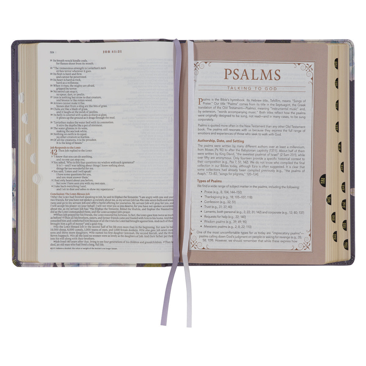 Slate-colored Floral Print Faux Leather Spiritual Growth Bible