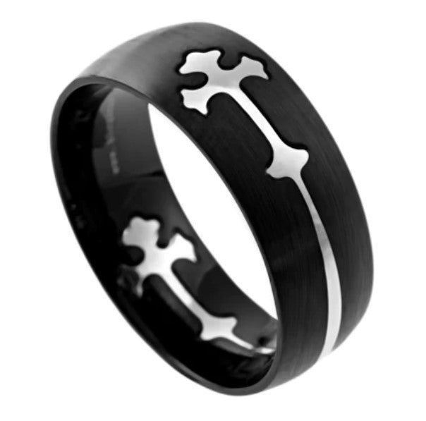 Men's Black Double Cross Band