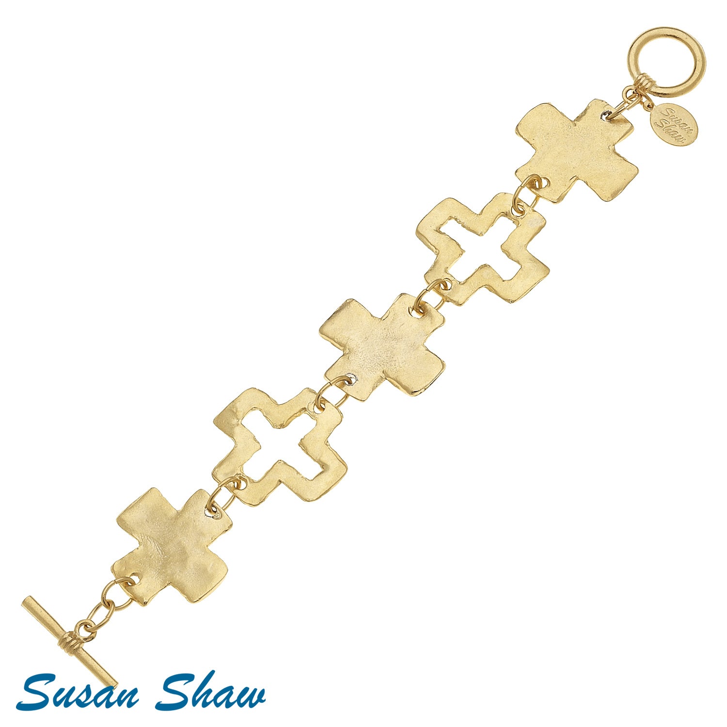 Gold Toggle Cross Bracelet