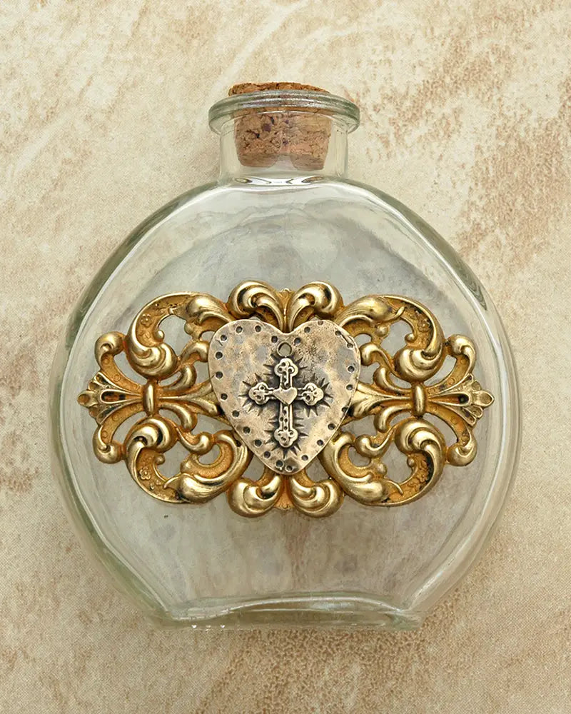 Vintage holy water bottle heart