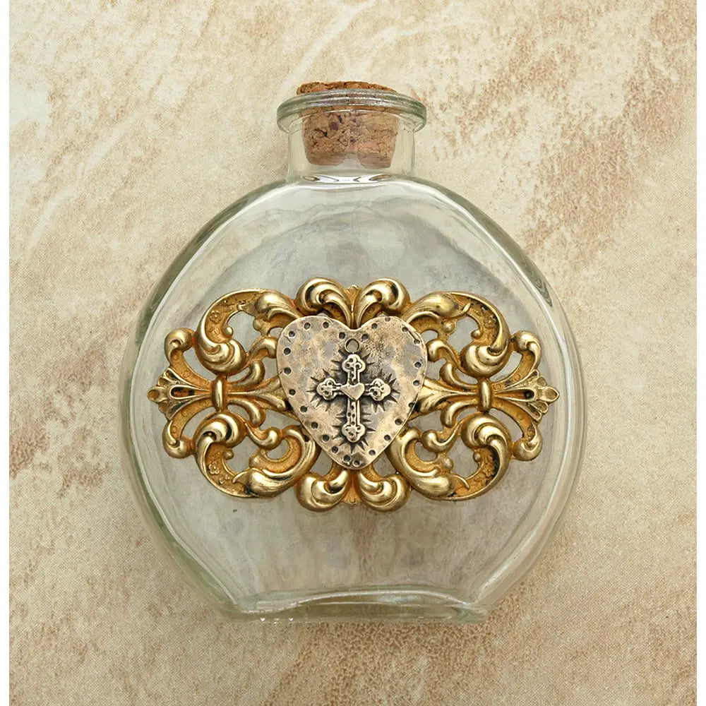 Vintage holy water bottle heart