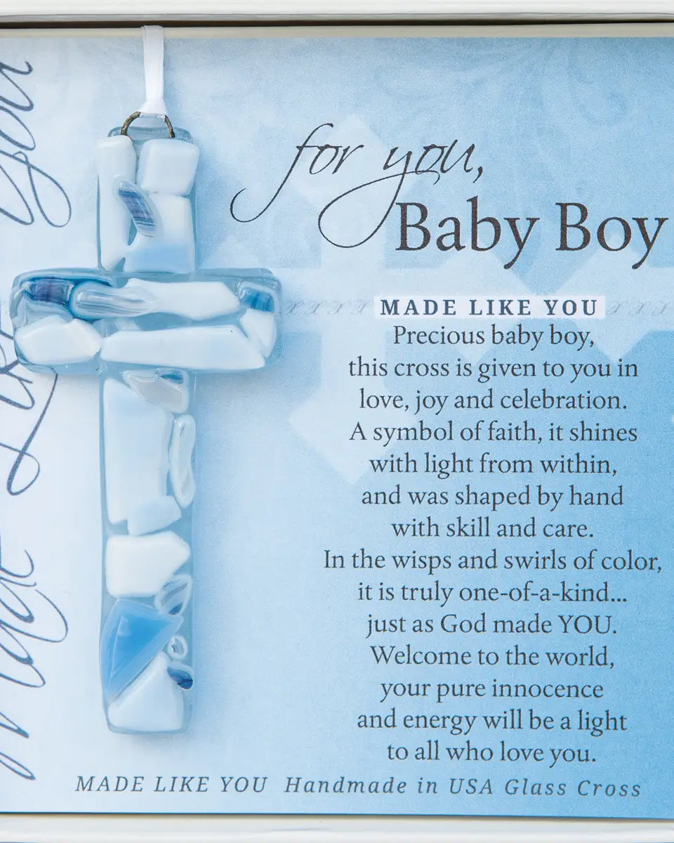 Baby Boy Gift: Handmade Mosaic Glass Cross 4485