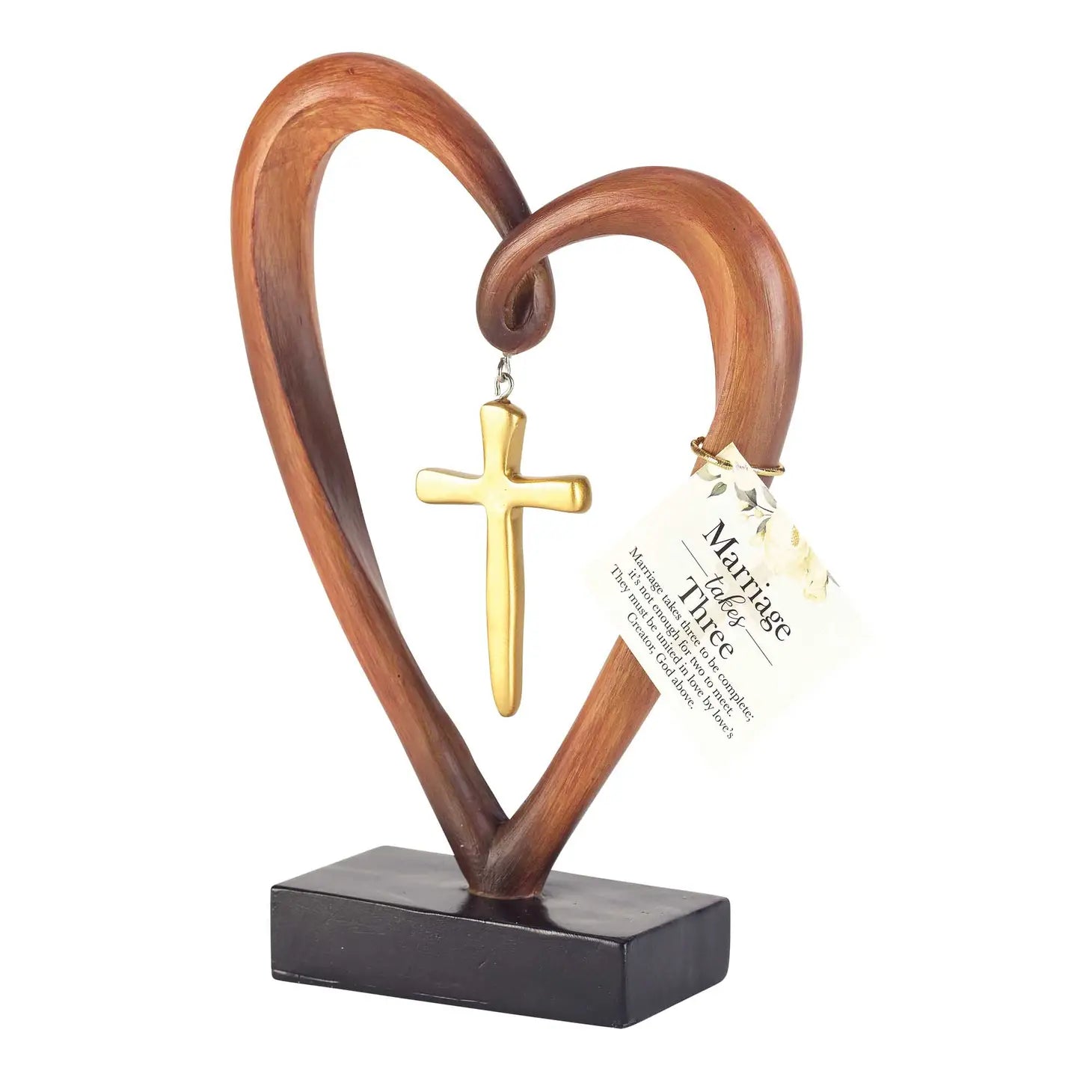 Gold Heart Tabletop Cross