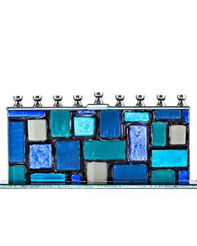Hand Crafted Glass Menorah - Walls of Jerusalem