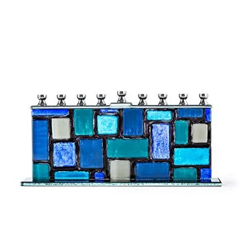 Hand Crafted Glass Menorah - Walls of Jerusalem