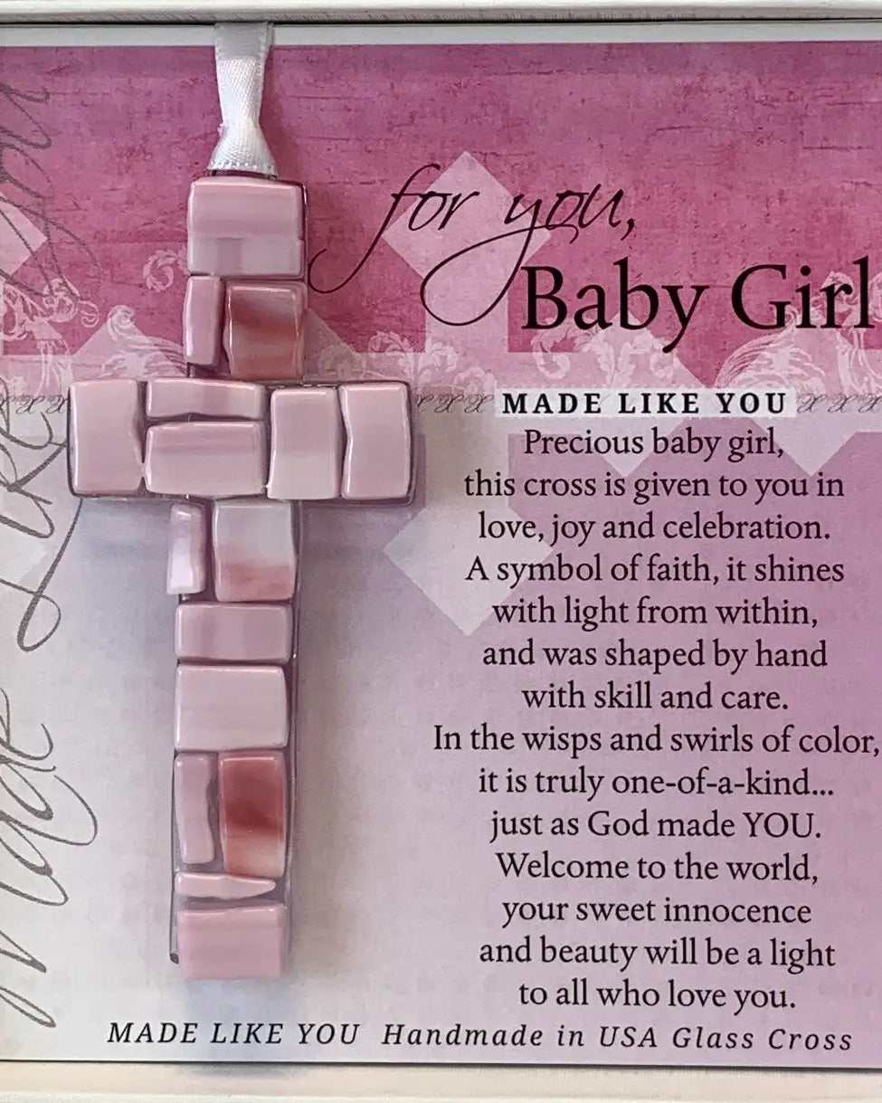 Baby Girl Gift: Handmade Mosaic Glass Cross 4484
